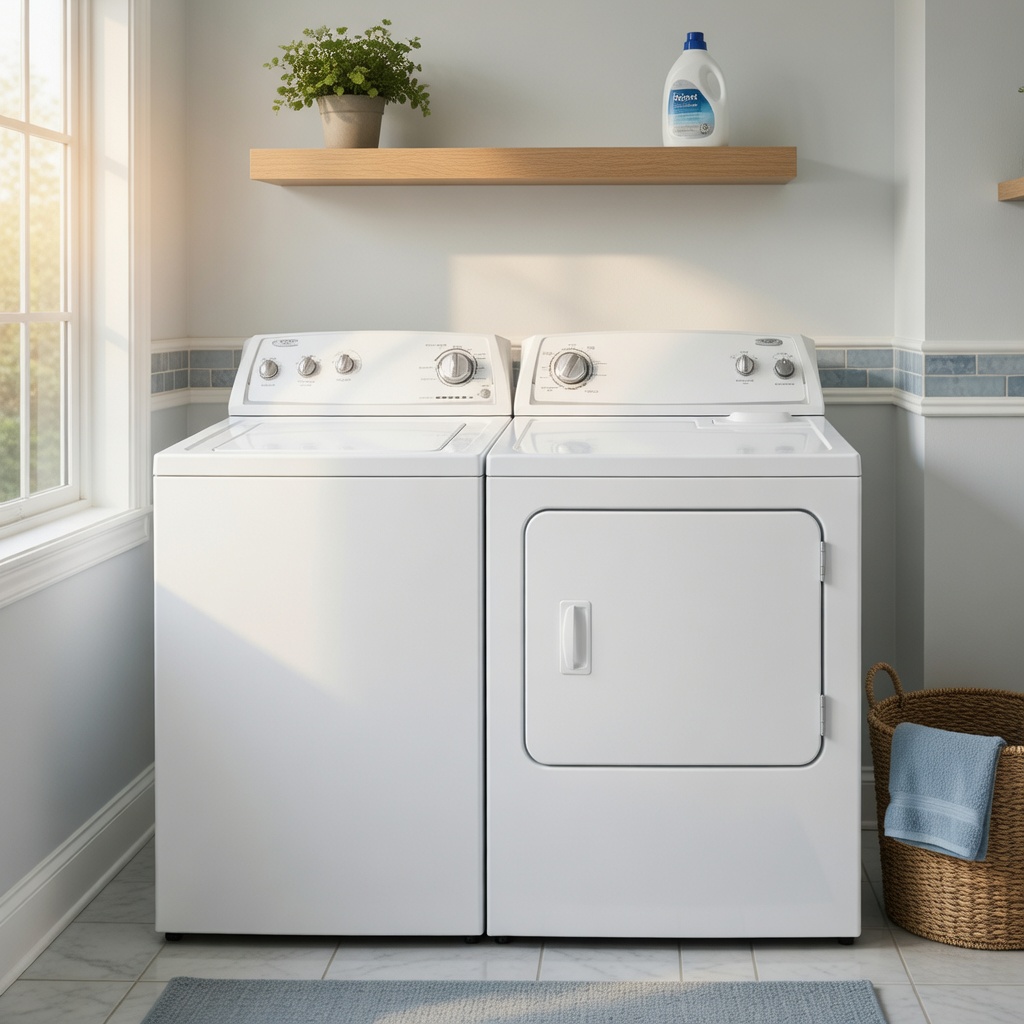 EasySpin technician providing professional maintenance on a rental washer in Richmond, Virginia
